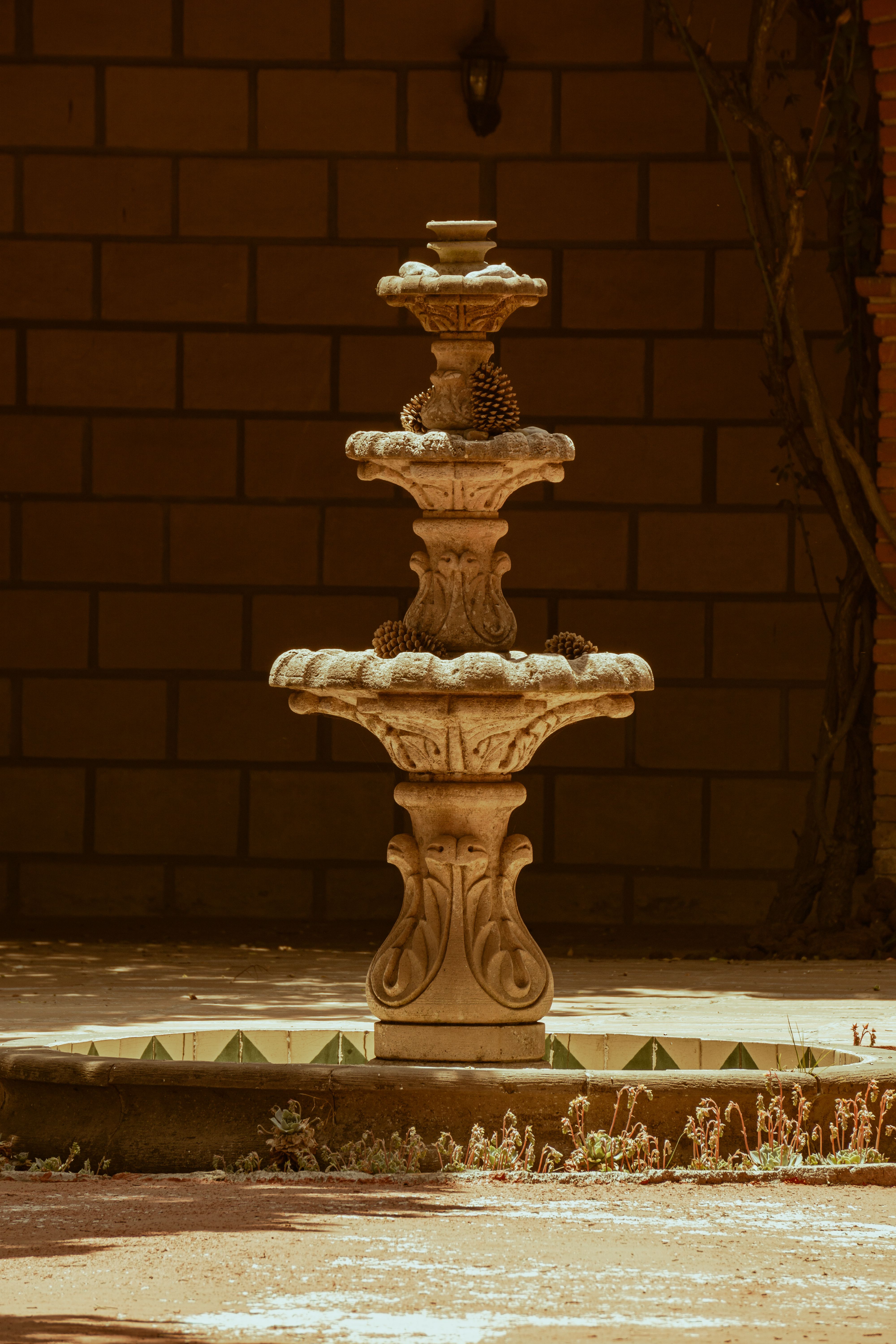 Tiered marble indoor fountain